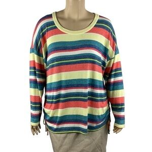 Lane Bryant Drop-Shoulder Tee with Ruched Side Size 22/24 Ava Stripes